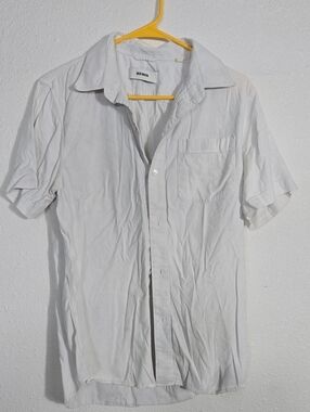White Short-Sleeve Button-Up Shirt